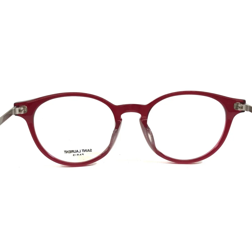 Saint Lauren Eyeglasses Frames SL25/F 004 Red Silver Round Asian Fit 49-19-140